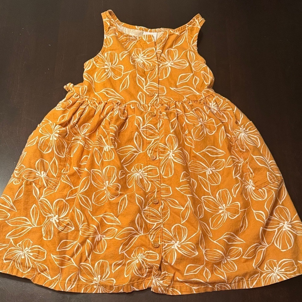 Vibrant Orange Floral Kids Dress